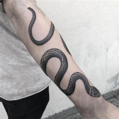 snake tattoo on forearm.